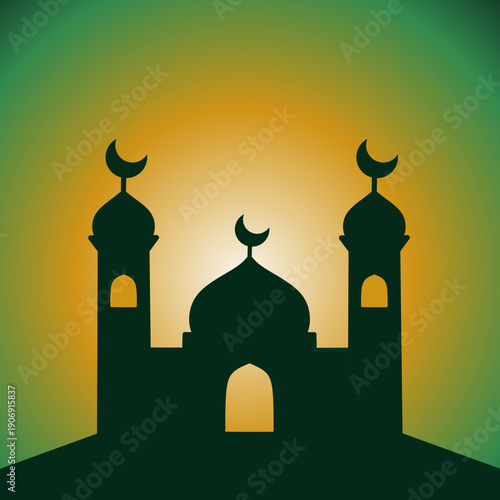 Islamic Mosque Silhouette Vector Illustration