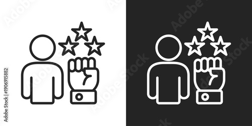Motivation Icon In Black And White Outline Style