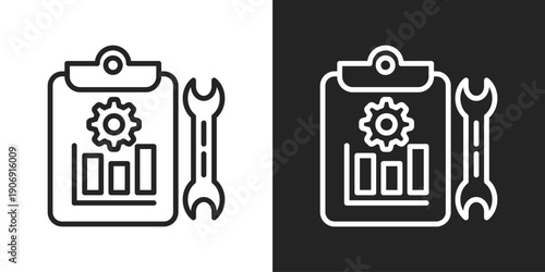Statistics Icon In Black And White Outline Style