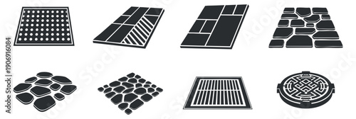 A collection of various stacks of coins in outline vector style, suitable for financial and business illustrations