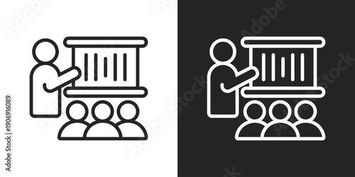 Training Icon In Black And White Outline Style