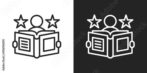 Reading Icon In Black And White Outline Style
