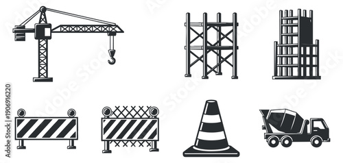 A set of industrial cooling machines in outline vector style, perfect for technology and engineering projects