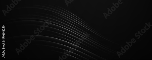 Abstract elegant white fluid waves on solid black background