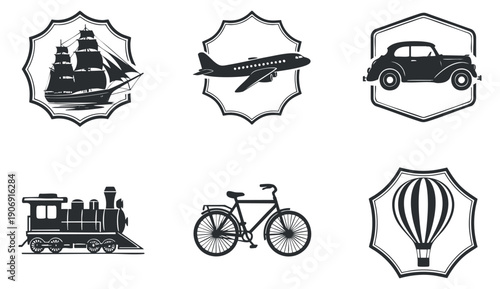 A collection of various audio speakers in flat outline vector style, suitable for technology and music-related projects