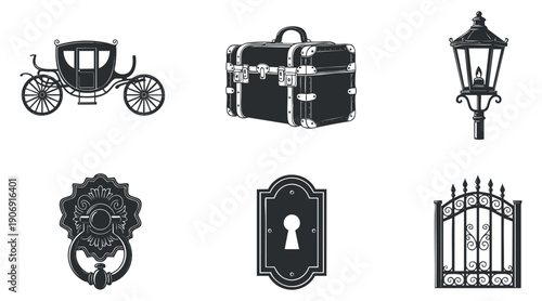 A set of eight microchip icons in clean outline vector style, suitable for technology and electronics projects