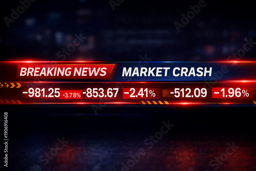 Breaking news market crash banner showing urgent financial collapse and global stock market downturn
