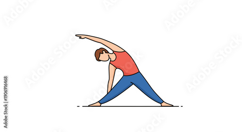 Man performing side stretch yoga pose for flexibility and balance.