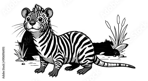 vector of a cute zebra mouse