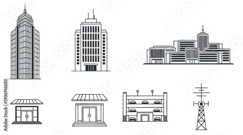 A collection of hair care and grooming illustrations in clean outline vector style, ideal for beauty and wellness projects