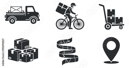 A collection of various microchip icons in black and white outline vector style, suitable for technology and electronics projects