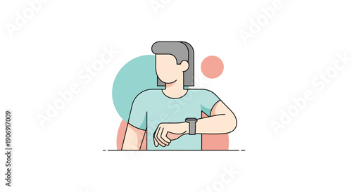 Person checking smartwatch modern illustration of a person wearing a watch.