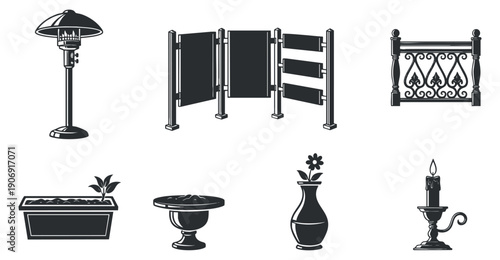 A collection of binary code symbols and numbers in minimalist vector style, suitable for tech and digital design projects