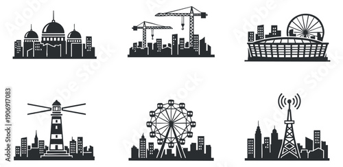 A collection of various mascara tubes and brushes in black and white outline vector style, ideal for beauty and cosmetic branding