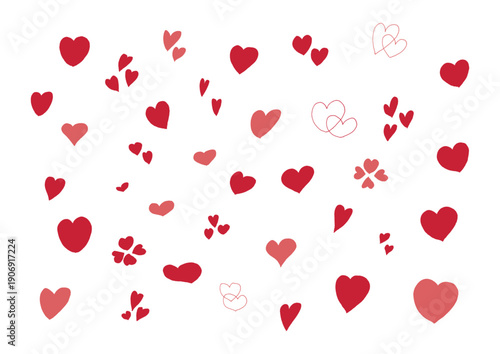 ハートのシンプルな手描きイラストセット 3