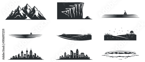 A collection of wallet icons featuring cryptocurrency, security elements, and mobile payment in outline vector style, suitable for financial and tech projects