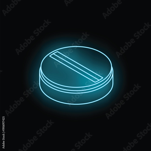 Bright neon blue pill glowing on dark background, symbolizing medicine, healthcare, and pharmaceutical industry