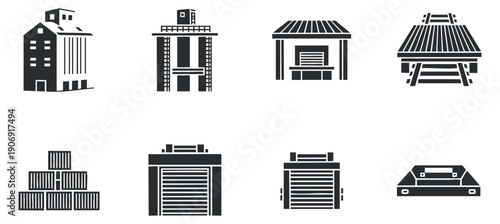 A collection of various luggage and travel bags in minimalist outline vector style, ideal for travel and tourism branding