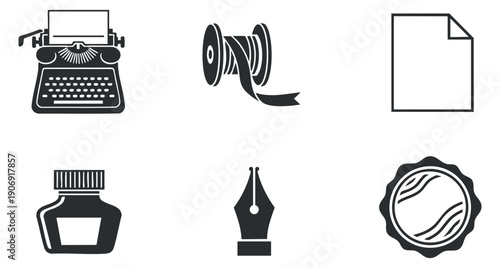 A set of protractors and rulers in black and white flat vector style, perfect for educational materials and geometric designs