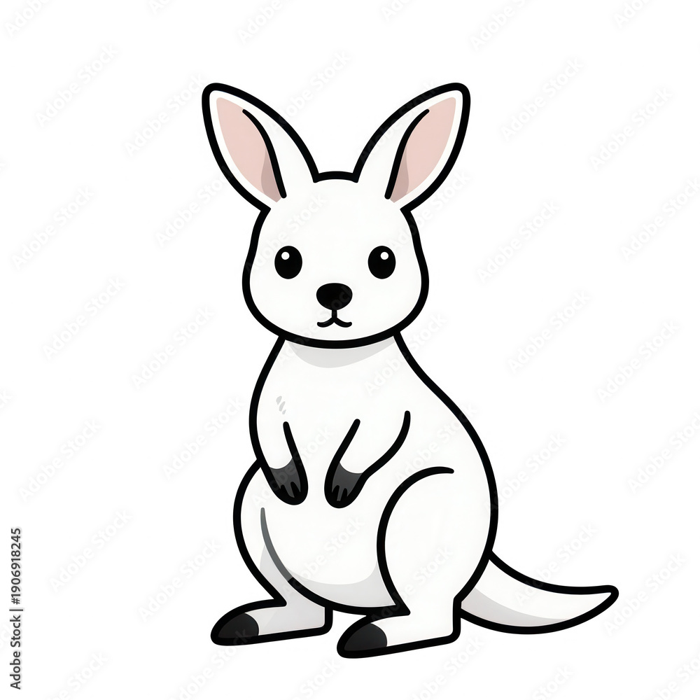 Obraz premium White Kangaroo With Pouched Joey