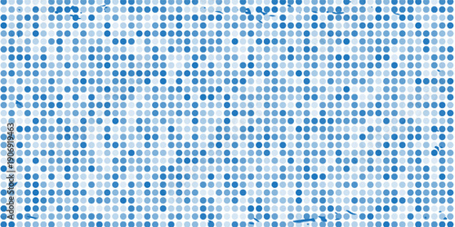 Halftone effect dotted blue gradient background. Vector abstract texture, minimal pixilated pattern.