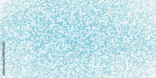 Halftone effect dotted blue gradient background. Vector abstract texture, minimal pixilated pattern. Eps10