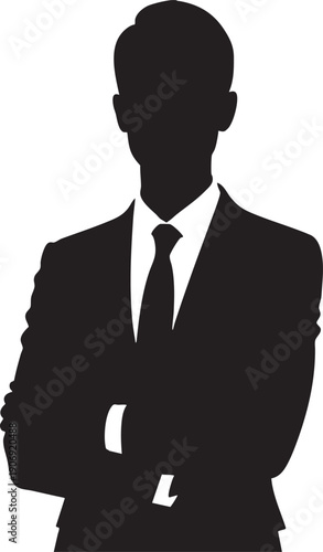 Confident Businessman Silhouette HR Manager or Executive Isolated on White Background