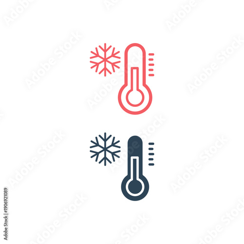 Thermometer icons set in trendy flat design.