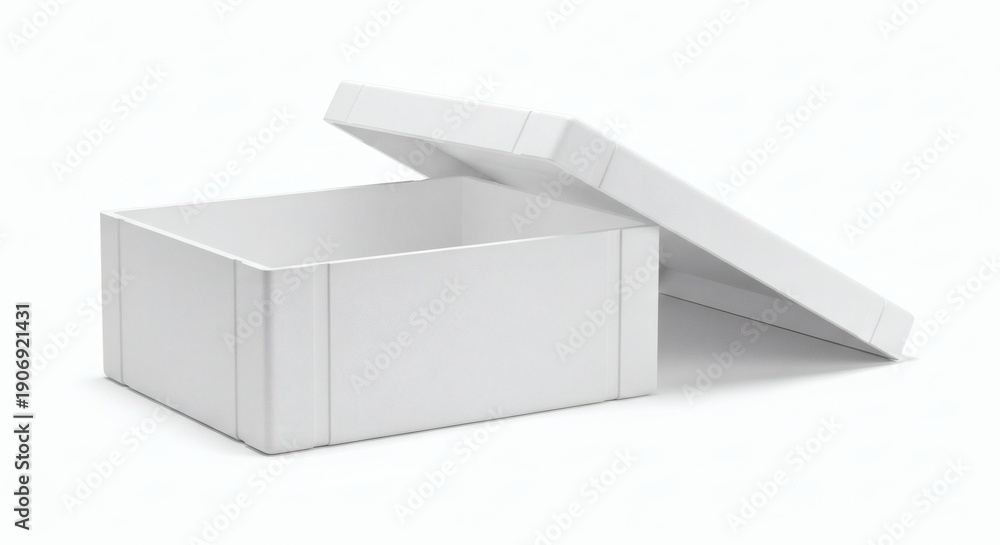 Fototapeta premium Open White Box Minimalist Storage with Blank Canvas.
