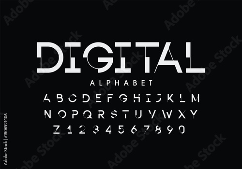 Digital creative tech logo alphabet fonts. Typography minimalist urban sans serif digital fashion future modern logos fonts. vector illustration

