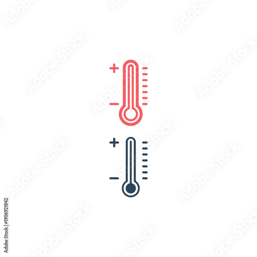 Thermometer icons set in trendy flat design.