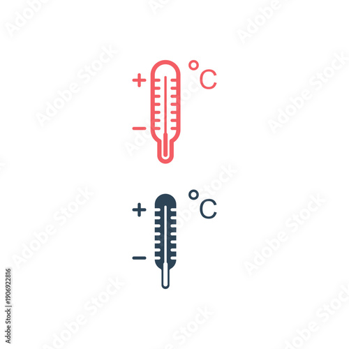 Thermometer icons set in trendy flat design.