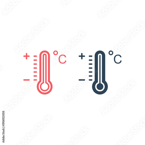 Thermometer icons set in trendy flat design.