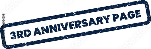 A blue textured rectangular stamp with 3rd anniversary page text, suitable for marking digital content or website milestones