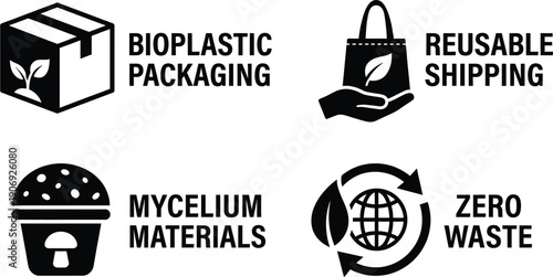 Eco-friendly packaging icons for sustainable e-commerce shipping