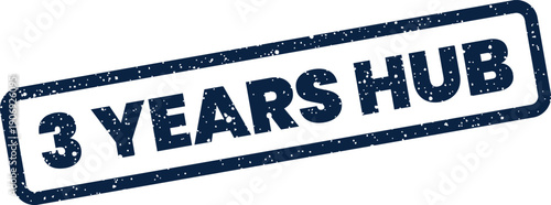 A textured rubber stamp illustration signifying three years of activity or presence in a central place