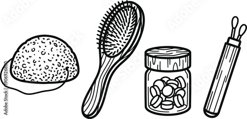 Zero waste bathroom essentials set with sustainable hygiene products