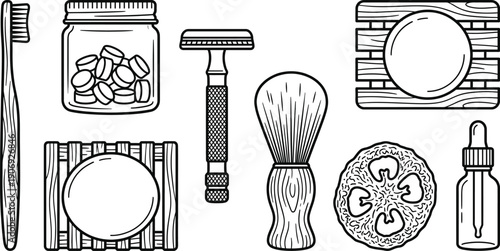 Zero waste bathroom essentials set with sustainable hygiene products