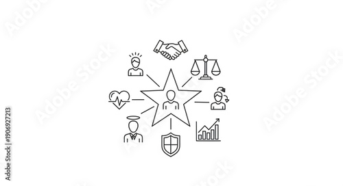 Concept of personal values and ethics illustrated with icons.