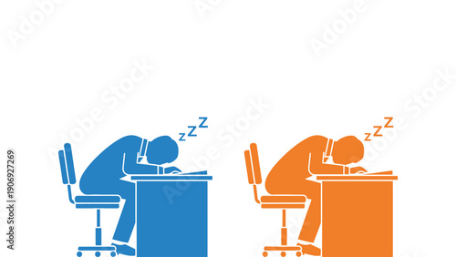 Office workers fall asleep at their desks in a modern workspace setting