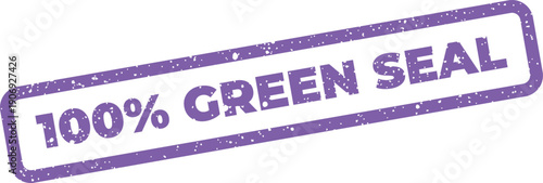 Authentic textured stamp presenting 100% GREEN SEAL words, ideal for verifying eco friendly products and corporate responsibility programs