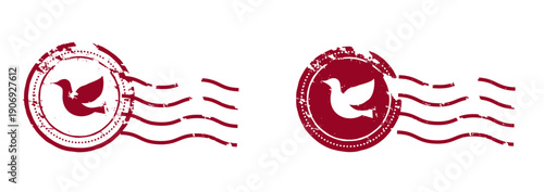 Bird illustration postmark set