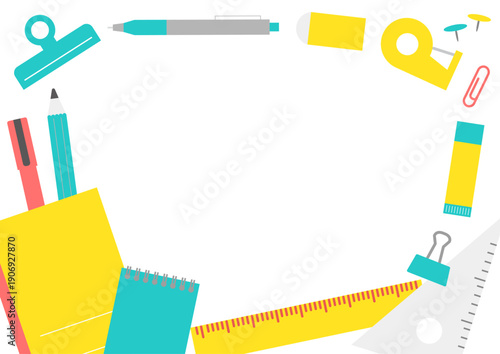 Colorful stationery illustration frame