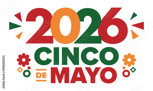 Cinco de Mayo in Mexico. Traditional mexican fiesta in May. National happy holiday with carnival, festival and parade. Latin american and spanish pattern. Illustration with sombrero. Vector poster