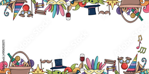 Happy Purim celebration background. Happy Purim in Hebrew and english. Festive comic illustration for flyers, banners, party invitations, greeting cards