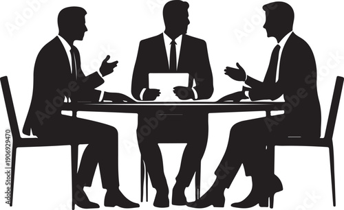 Business Meeting Silhouette Vector on Transparent Background