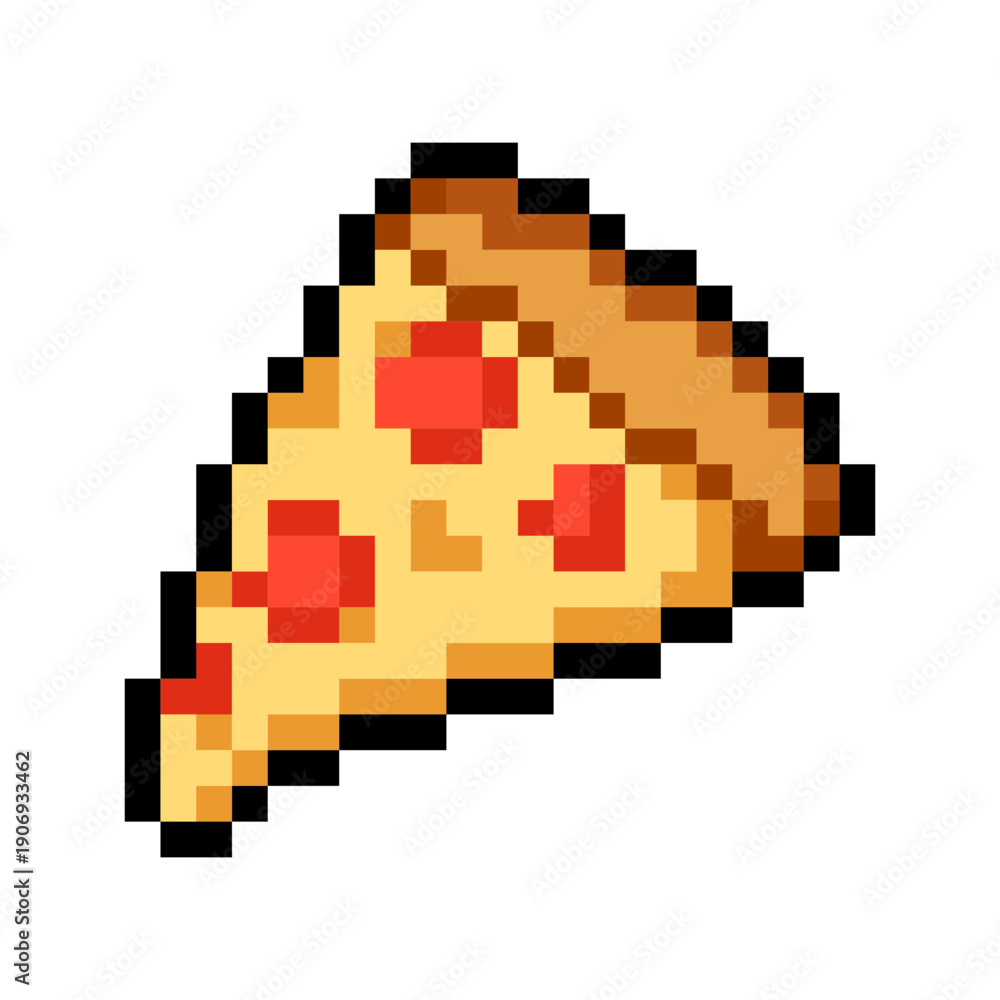 Fototapeta premium Fast Food Icons with Snacks and Sweets in Pixel Art Style. Vector illustration.