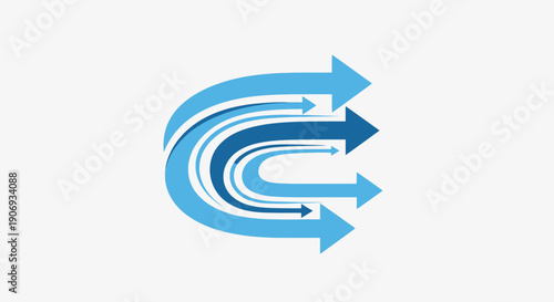 Abstract Blue Arrows Flowing, Directional Movement, Progress, Strategy
