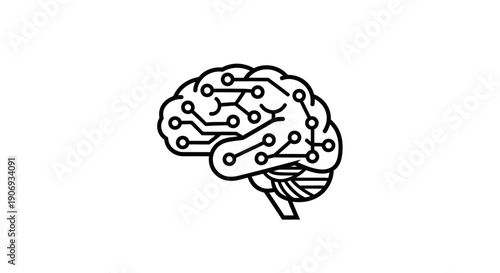Abstract brain circuit board outline, AI and technology concept