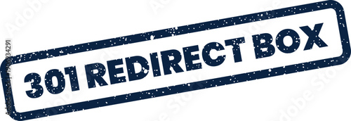 Distressed dark blue rectangular stamp mark showing 301 REDIRECT BOX for web and digital content management